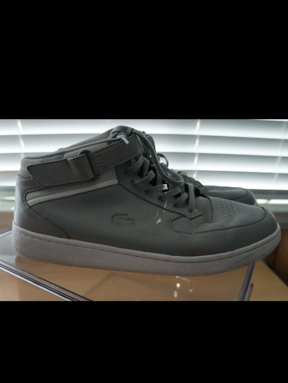 Men'sRARE Lacoste TURBO 116 1 US 11 Grey Smooth Leather Ankle Strap #052